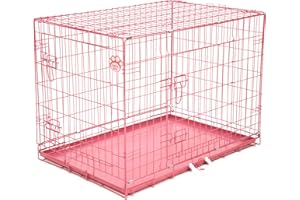 Cozy Pet Pink Dog Cage 36" Metal Tray 92cm Long Folding Puppy Crate Cat Carrier Pink Dog Crate DC36P