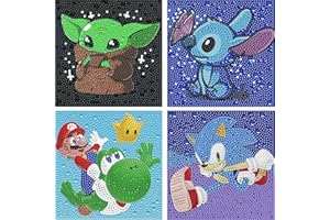 LMAZG Diamond Painting Kinder, 4 Pack Diamant Painting Bilder Kinder，Edelsteinkunst füR Kinder, Crystal Diamond Painting, DIY Voller Crystal Strass Diamantmalerei Set für Kinder
