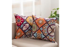 ‎ATSENSE ATsense 2er Set Kissenbezug 60x60 cm - 100% Baumwolle, Bunt Kopfkissenbezug mit Reißverschluss, Superweicher Premium und Hypoallergen, ÖkoTex Super Bequemer Kissenhülle（Böhmen，Paisley）