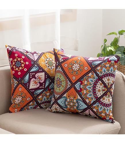 Mandioo Decoratieve kussenslopen, set van 2 stuks, geweven textuur