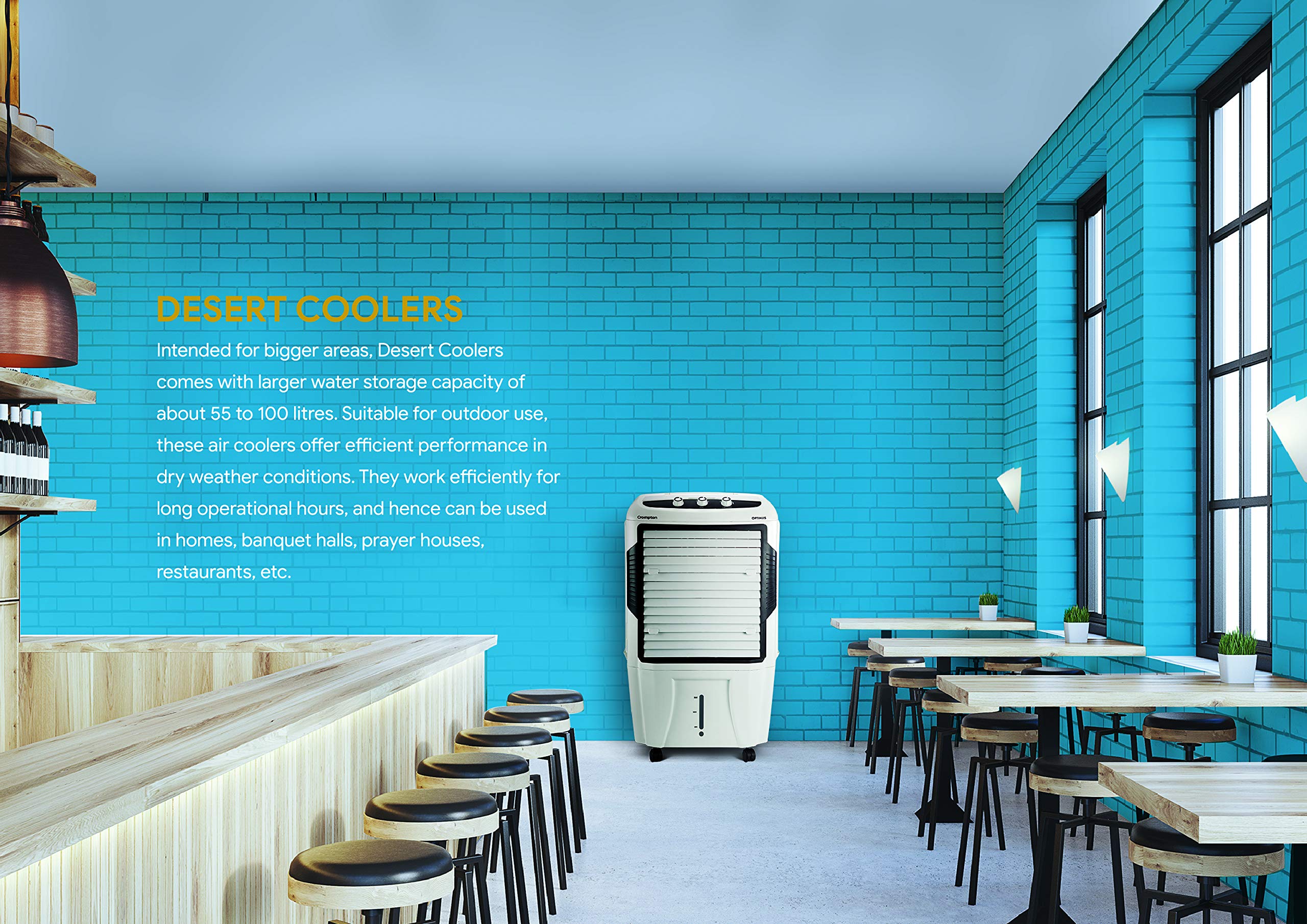 Crompton Optimus 65 Litres Desert Air Cooler for home | Large & Easy Clean Ice Chamber | High Density Honeycomb Pads | Everlast Pump | Humidity Control - Image 13