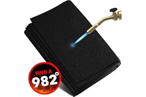 EVOCAMP Tappetino ignifugo per saldatura 2x2 m. è resistente al calore fino a 982°C nero, teuto ignifugo ideale come tappetino antifuoco o per fare barbecue, protezione dal calore tappetino non-combustibile