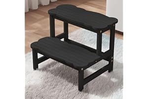 COSYLAND Kids Step Stool for Bathroom - Wodden Two Step Stools 300 lbs Capacity with Safety Non-Slip Pads - Cute Toddler Step Stool for Toilet Bathroom Sink (Black)