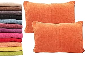 Meishida Juego de 2 Fundas de Cojín 40 x 60 cm Tejido de Chenilla Suave, Fundas Almohada con Cremallera Oculta Decorativa para Sofá y Cama (Naranja, 40 x 60 cm)