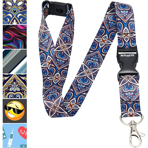 Rolseley Multicolour Lanyard Neck Strap Chinese Dragon Pattern + Card Holder
