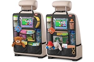 Auto Ruecksitz Organizer Kinder 2er Set | Rueckenlehnen Organizer mit Tablethalter & Taschen | Autositz Organizer Ruecksitz | Kinder Organizer Auto | Rueckenlehnenschutz | Auto Sitz Organisation
