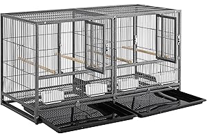 costoffs Wide Large Bird Cage Stackable Divided Breeder Cage for Small Pet Bird Budge/Parrot/Parakeets/Canaries Black