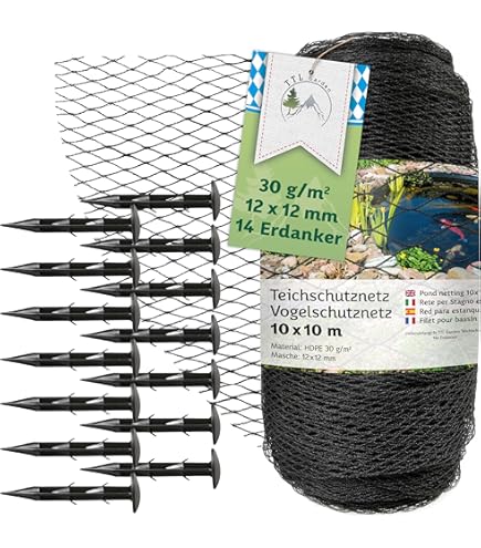 4 x 10 m Bird Netting, UV Protection Netting, 20 g/m², Black, 15 x