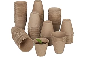 Relaxdays Godets semis, Lot de 240, Cellulose, H x D 7,5 x 8 cm, Pots de Jardinage Ronds, Petit, Nature