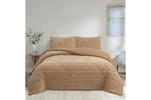 NH NOVOTEXTIL HOGAR Edredón Invierno Sherpa Cama 105 (200x260) Extra Grueso 560gr/m2 Efecto Borreguito - Edredón Suave, Cálido y Transpirable con 1 Funda Almohada (50x70) (Jarkov Beige)