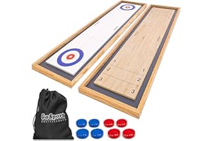 GoSports Shuffleboard and Curling 2 in 1 Board Game, and Mini Tabletop Bocce Game Set, Great for Family Fun - Choose Your Game