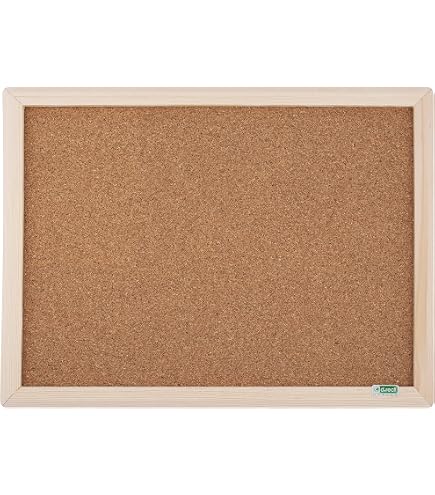 Tableau Liège WE-STOCK 20x30cm - Cadre Bois - Avec 5 Punaises - Pour Bureau, Maison Ou École