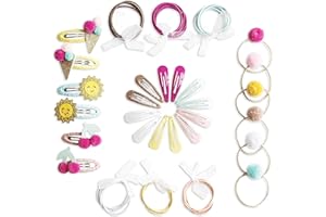 Papierdrachen 48 specjalnych spinek do włosów i gumek do włosów w wielu kolorach – trwałe i wytrzymałe – dla dzieci z brokatem i pokryciem materiałowym – ozdoba do włosów *lód* – do długich i