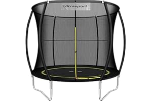 Ultrasport Printemps Moins Trampoline, sûr Sauter, Ø244/305/366, certifié TÜV Rheinland+ GS, système Corde élastiqu, Trampoline Jardin Rond, Compris poteaux rembouré, Filet sécurité et couvrture Bord