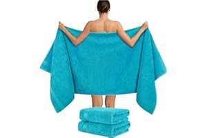 Hammetex Lot de 2 Très Grandes Serviettes de Bain et Sauna 80x200 cm, 100% Coton 500 GSM, Absorbantes, Séchage Rapide, Certifiées Oeko-TEX, Serviettes de Spa et de Sauna, Turquoise