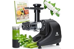 ‎NUTRILOVERS MULTI-PRESS KERAMIK Entsafter Slow Juicer mit Keramik Pressschnecke BPA-frei - Sellerie, Selleriesaft, Weizengras, Kräuter Grüne Detox Säfte Green Press Keramik