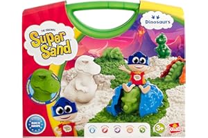 Super Sand Maletín Dinosaurios. Arena mágica para moldear y modelar. Diversión y creatividad para niños y niñas. Manualidades. Arts and crafts.