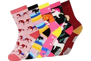 Jeasona Socken Mädchen 27-38 Baumwolle Mädchen Geschenk 4-12 Jahre Süße Tiermuster Multipack