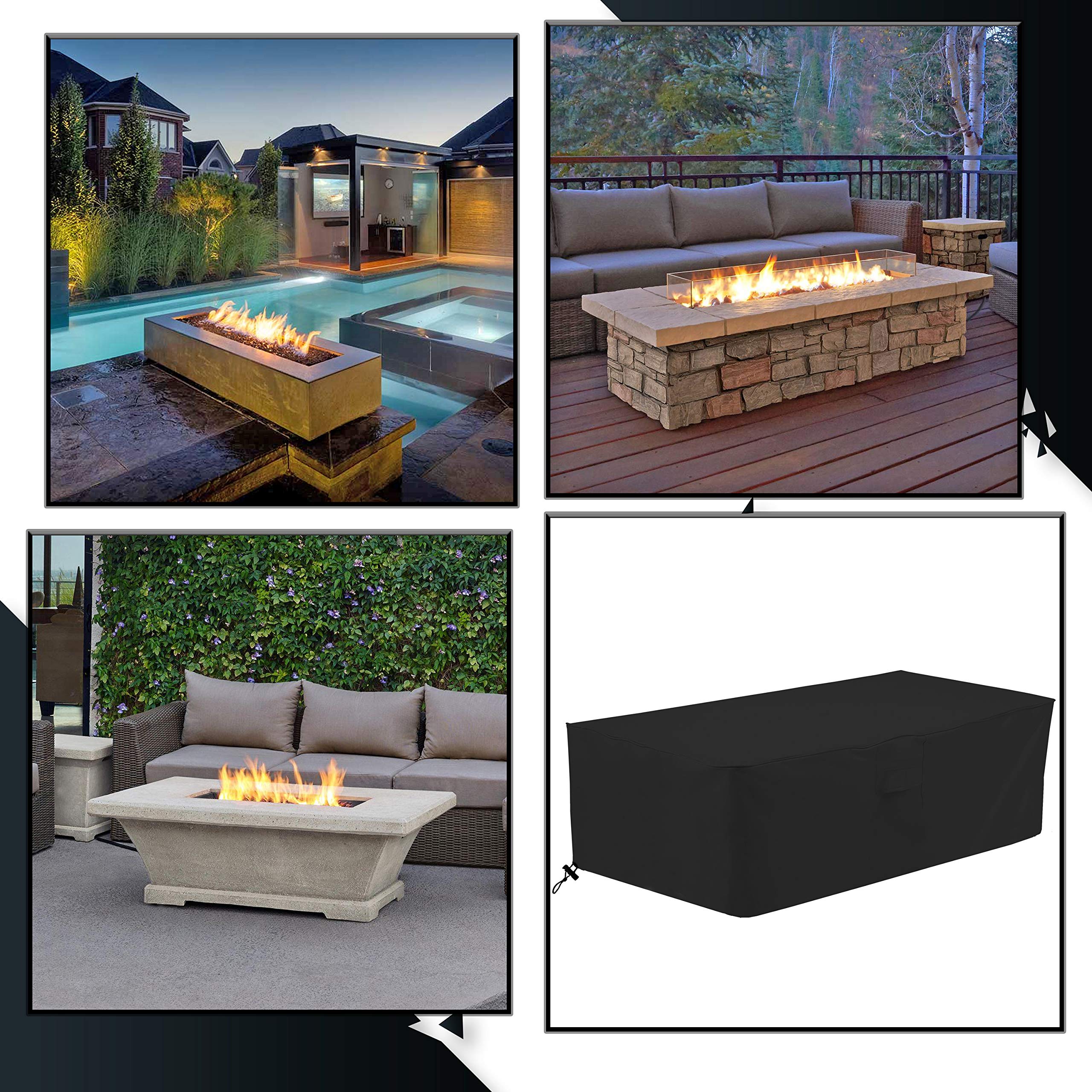 Fire Pit Outdoor Covers Rectangular Waterproof, 100% UV Resistant, 12 Oz PVC Heavy Duty Fabric with Air Pockets and Drawstring for Snug fit to Withstand Winds & Storms. – Bild 7
