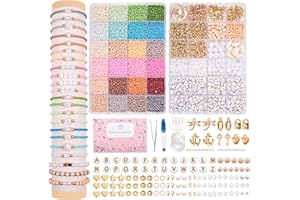 JHWELRG 12000+ Matte Perlen für Armbänder Selber Machen,Mit Mini-Glasperlen,Holzperlen,Buchstaben Beads & Zubehör,Geschenk für Erwachsene & Kinder DIY Schmuck Freundschaftsarmbänder & DIY Basteln