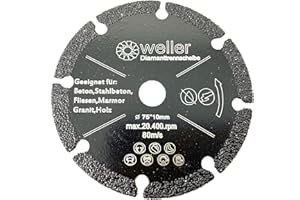 WELLERWERKZEUGE Uniwersalna tarcza tnąca diamentowa pasująca do szlifierki kątowej Bosch GWS 10,8 12 12 V 76 V-EC Professional mini akumulatorowa szlifierka kątowa aluminiowa