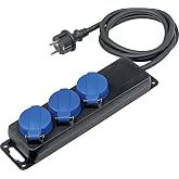 as - Schwabe Industrial Power Strip with 3 Outlets &ndash; 1.5 m H07RN-F 3G1,5 &ndash; with Protective Caps &ndash; Wall Fixing &ndash; Ideal for Con