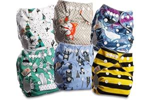 LITTLES & BLOOMZ Littles and Bloomz Pielucha wielokrotnego użytku z kieszonką dla niemowląt, pielucha z tkaniny, standardowy rozmiar, 6 pieluch, FLP2-0605