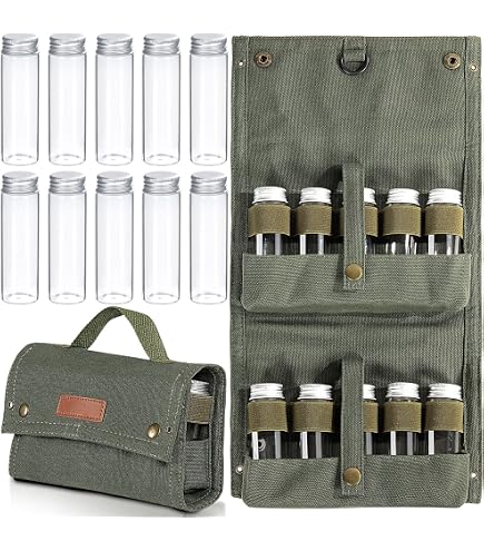 AYMQC Kit Épices Camping 9 Pots - Sac Toile Portable Pour BBQ, Rando Et Pique-nique