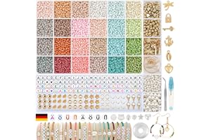 HOLDLEAF 3mm Perline per Braccialetti,Perline Colorate Perline di Vetro,Kit di Produzione di Gioielli con Lettere Perle per Bracciali Fai -da -te Collana di Gioielli
