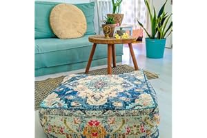 ‎MANDALA LIFE ART Mandala Life ART Bohemian Yoga Dekor Boden Kissen Pouf mit Füllung - 60x20 cm - Quadratisch Meditation Kissenbezug - Bedruckter Baumwollte Hocker