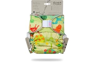 Petit Lulu Pannolino Mutandina Bambù Fitted Taglia Unica | Hook & Loop | Pannolini di stoffa | Pannolini lavabili | Riutilizzabile e lavabile | Prodotto in Europa (Savanna)