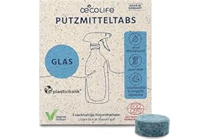 ‎ŒCOLIFE oecolife Glasreiniger Putzmittel Tabs, 3x Reiniger für Glas, plastikfrei, vegan, biologisch abbaubar, entfernt Flecken & Schlieren
