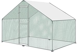 UISEBRT Pollaio per Esterni Piccoli - con Tetto in PE, Gabbia per Polli da Esterno in Acciaio Zincato per Pollame, Pollai, Conigli (3x2x2m)