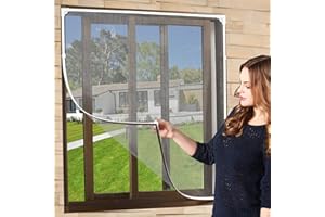 NeatiEase Mosquiteras para Ventanas Pantalla magnética ajustable y flexible de 120 x 180 cm, se adapta a cualquier tamaño más pequeño（Marco blanco, malla gris）