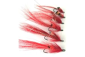 BestCity Fly Fishing Salmon flies RED ALLYS SHRIMP size 6-10 DOUBLES pack of 6#152