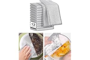 QZLSAYSL 12 Strofinacci Multiuso In Filo D'Acciaio Antigraffio Per La Pulizia Di Stoviglie, Lavelli, Piani Di Lavoro, Piani Cottura, Facili Da Risciacquare, Stracci in Filo D'argento (Due strati)