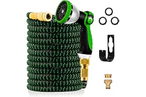 YOFIDRA 100FT Garden Hose – Upgraded 3-Layer Latex, No-Kink Expandable Water Hose with 3/4"& 1/2" Metal Connectors, 10-Function Spray Nozzle, Flexible Hose Pipe for Gardening, Washing & Cleaning