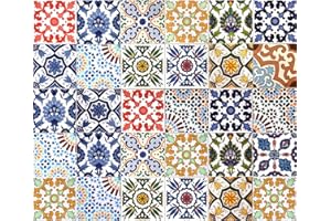 GENERICO 30 Mattonelle MISTE in ceramica smaltata. Pacco contenente 30 mattonelle decorate 20 X 20 cm spessore 0,6 cm - Mattonelle Tunisine realizzate con Serigrafia Artigianale. Adatte a rivestimento.