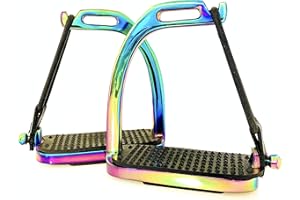 ExtremE Pavone arcobaleno lucido Fillis Staffe di sicurezza equitazione S/acciaio con gradini neri 10,2 cm e 12,1 cm
