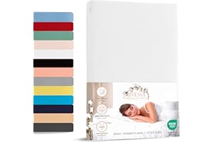 ‎LIVESSA Livessa Spannbettlaken 140x200cm aus Baumwolle Single-Jersey Stoff 140 g/m², Spannbetttuch/Bettlaken mit 30cm Matratzenhöhe, Ultra weich und atmungsaktiv, passt auch für 150x200 cm Matratzen