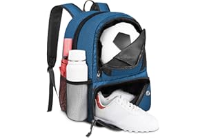 YOREPEK Fußball-Rucksack, leichte Fußballtasche mit Ballhalter, Wasserabweisende Sportausrüstungstaschen, passend für Basketball, Volleyball, Fußball, Zubehör für Training