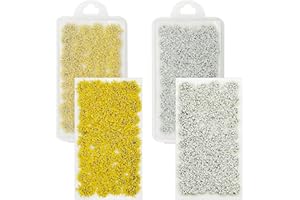 Attuslla Flower Grass Tufts d'herbe Statique Grappes de Fleurs Paysages Herbe Touffes Tufts pour Le Chemin de Fer de Paysage de Train, Blanc et Jaune