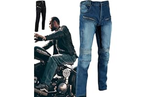 Texpeed Mens Motorcycle Motorbike Biker Trousers - Jeans Pants Made With 280gsm Aramid And Protective CE Armour (EN 1621-1) - Tapered Fit Blue Denim - 34W / 29L