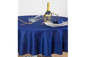 ESSE HOME - Confestyl – Tovaglia con 8 tovaglioli (Servizio Tavola) – Rotonda - Fiandra Jacquard Puro Cotone – Prodotto Artigianale - IRIS 598 (0/170, Servizio Blu)