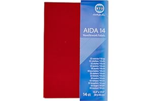 RTO Aida 14 Count Cross Stitch, 100% Cotton, Red, 39 x 45 cm