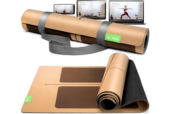 BACKLAXX Yogamatta kork med naturgummi – FAZ testvinnare 11/2025 – yogamatta hållbar, föroreningsfri, yogamatta halkfri, fitn