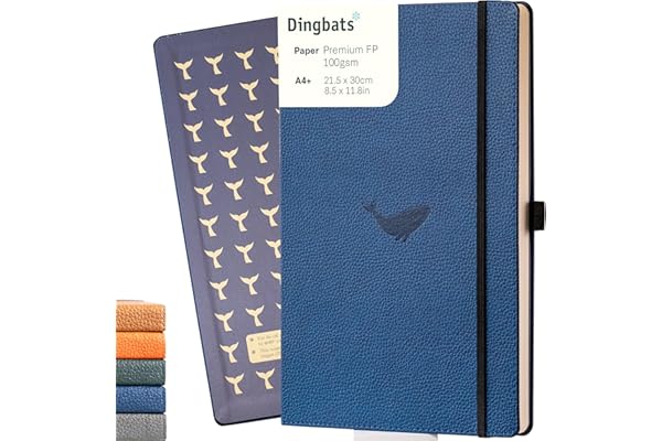 Dingbats* - Faune Carnet de Notes A4 Extra-large Pointillé - Couverture Rigide, Journal en Cuir PU - Fermeture élastique, Porte-stylo, Marque-page