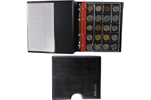 PELLER'S Album pour 200 Monnaies. Classeur M. 10 Feuilles, 200 pièces 35mm x 40mm. Idéal pour Monnaies jusqu'à 31 mm de diamètre: £1, £2, 50P, €2 Euro (Modèle M + Étui)