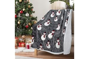 ‎CATALONIA CLASSY Catalonia Classy Sherpa-Decke, doppelseitiger Fleece-Überwurf, Einzelbett, extra Dicke, warme Sofadecke, gemütliche Couchdecke für Couchbett, alle Jahreszeiten,Schneemann/Grau,150x130cm