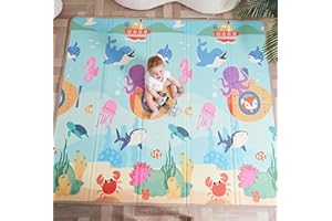SUPERBE BEBE Babymatte Kindermatte Baby Spielmatte 180x200x1.5cm. Wendefähige und ungiftige Dicke Faltbare wasserdichte Schaumstoff Kinderteppich. Krabbelmatte Spiel-Teppich Bodenmatte Kinder-Matte Geschenk Baby